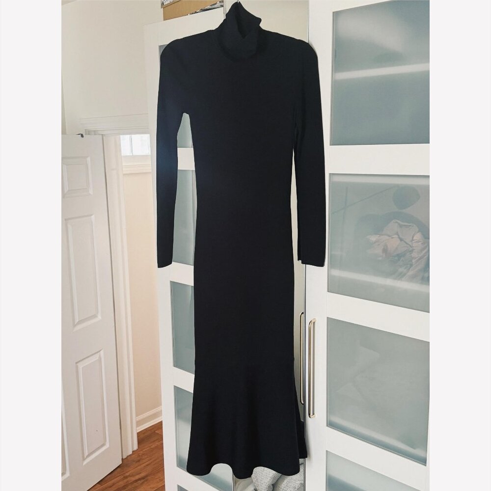 Antonio Melani black stretchy turtle neck midi dress, XS (fits S)